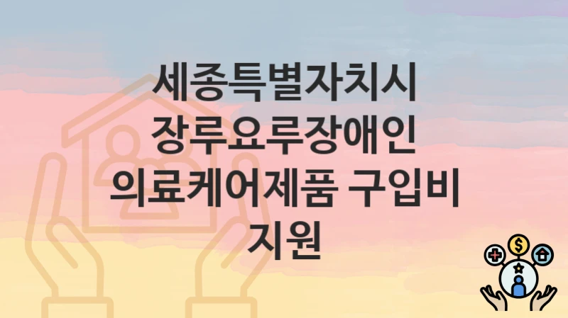 세종특별자치시
장루요루장애인 의료케어제품 구입비 지원