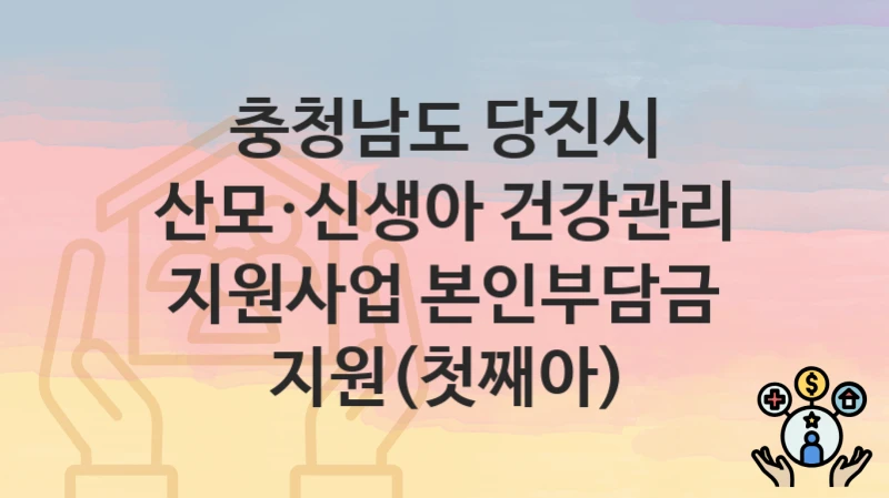 충청남도 당진시
산모·신생아 건강관리 지원사업 본인부담금 지원(첫째아)
