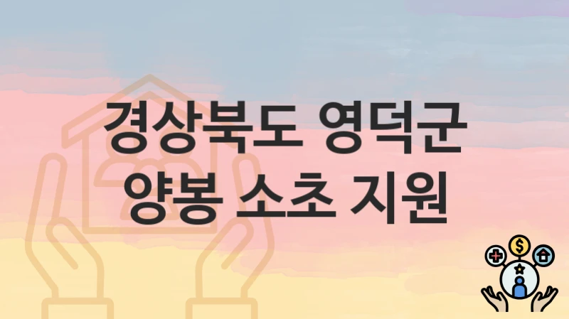 “양봉 소초 지원” 경상북도 영덕군 복지 지원 – 지원 기준과 구비 서류