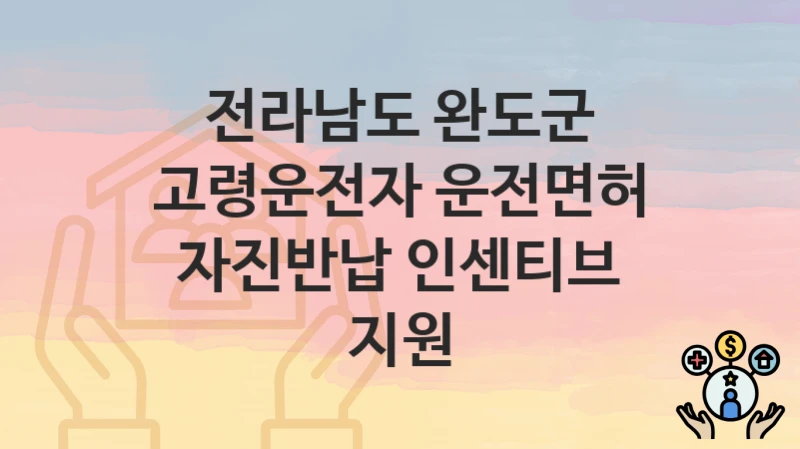 전라남도 완도군
고령운전자 운전면허 자진반납 인센티브 지원
