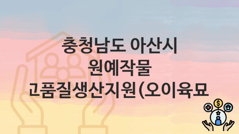 충청남도 아산시
원예작물 고품질생산지원(오이육묘)