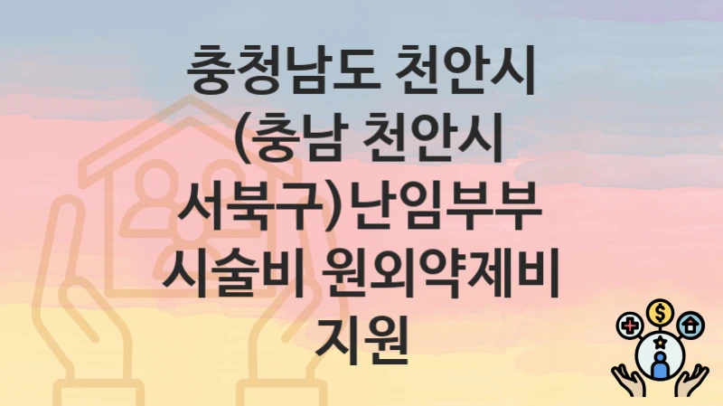 공공 복지 혜택 “(충남 천안시 서북구)난임부부 시술비 원외약제비 지원” 신청 안내 – 충청남도 천안시 지원 내용 및 조건